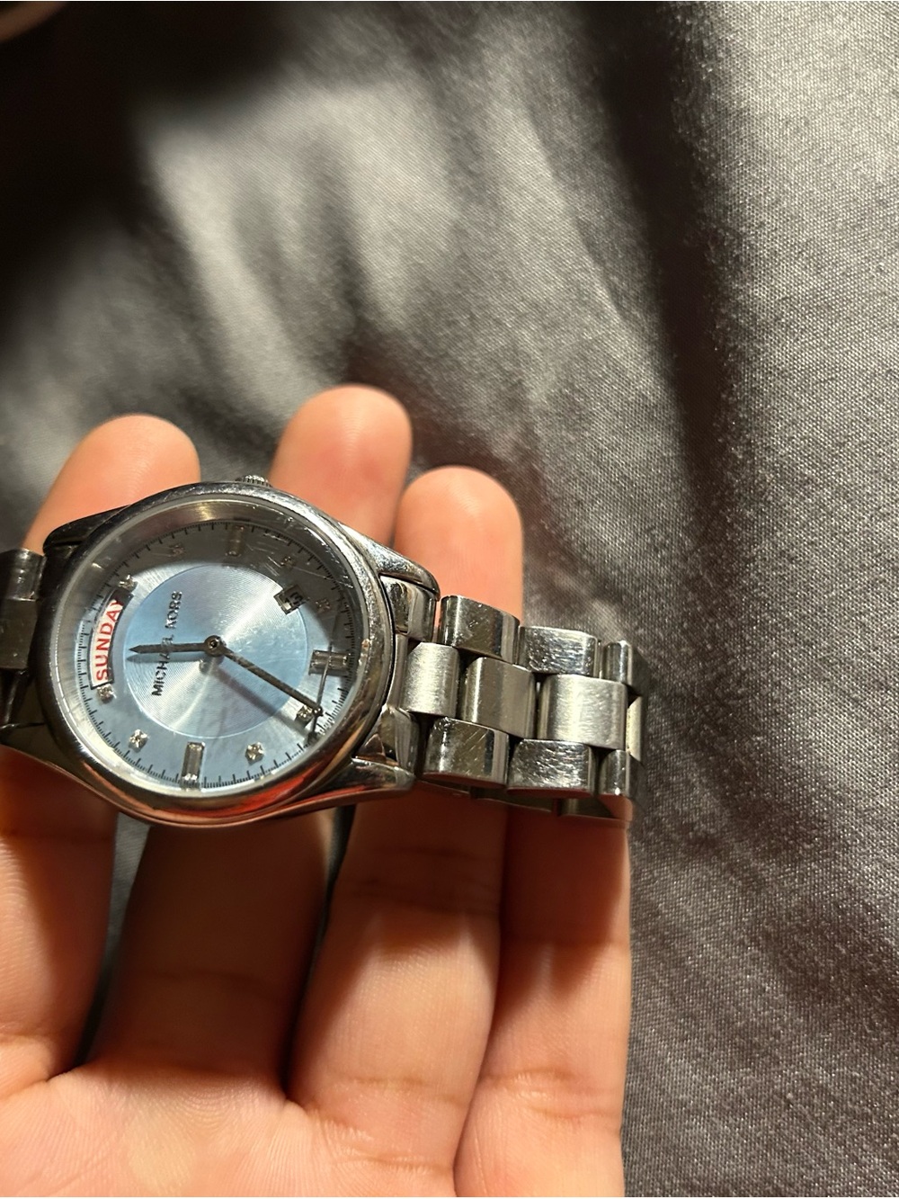 Michael Kors Silver Bracelet Watch with Light Blue Dial